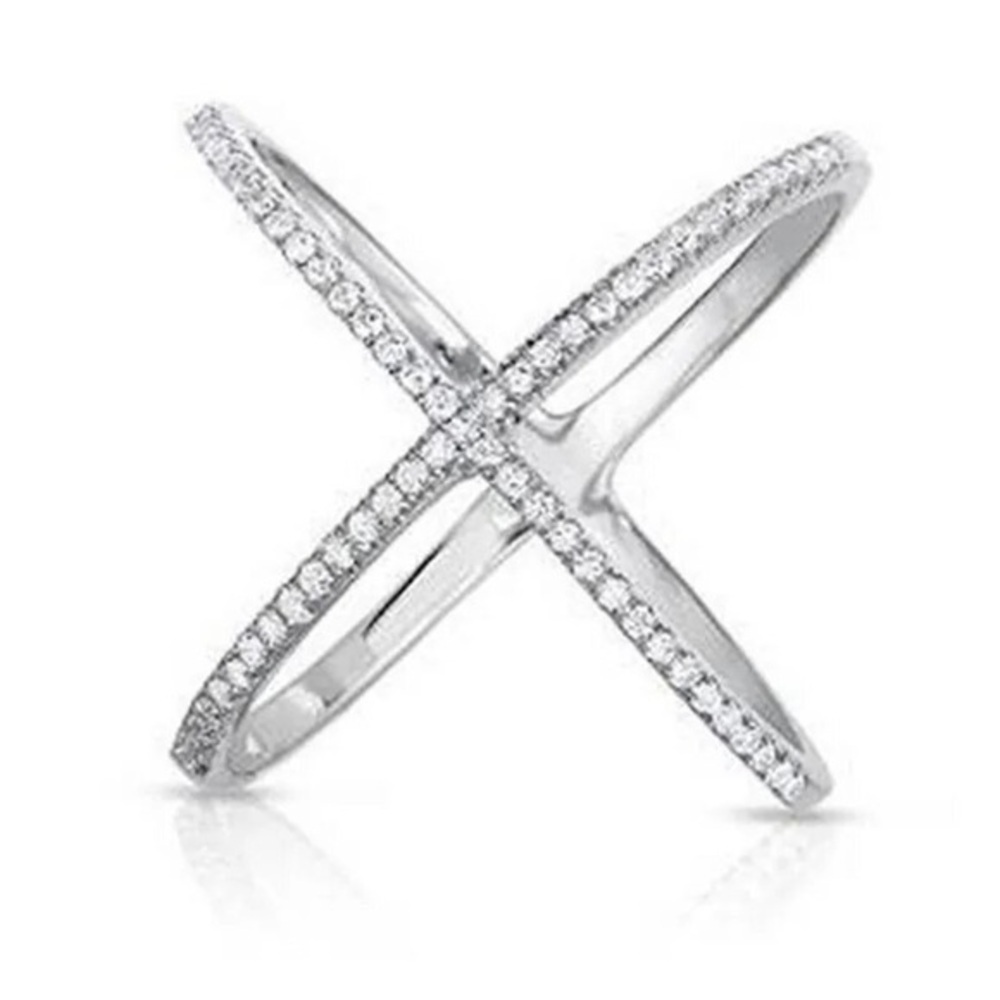 House of She Sterling Silver CZ Crisscross Ring Size 7 NWT